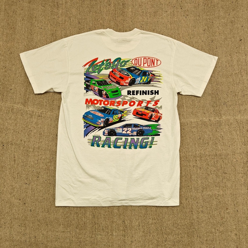 Vintage du pont Motorsports racing shirt mens large white 1990s cars USA
